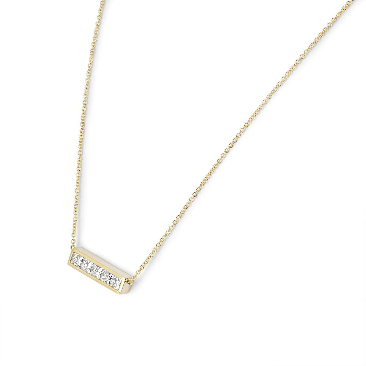 Yellow Gold Diamond Bar Necklace 1.00ct TDW